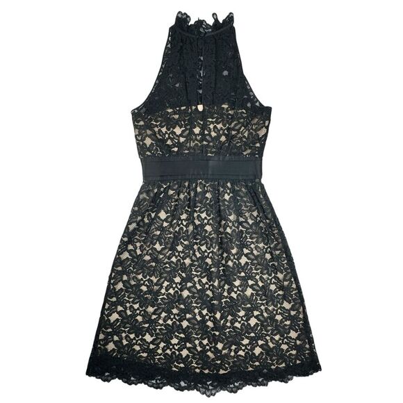 Banana Republic Women Lace Dress Sz 2 Black High Neck Sleeveless Classic Evening - Picture 2 of 16